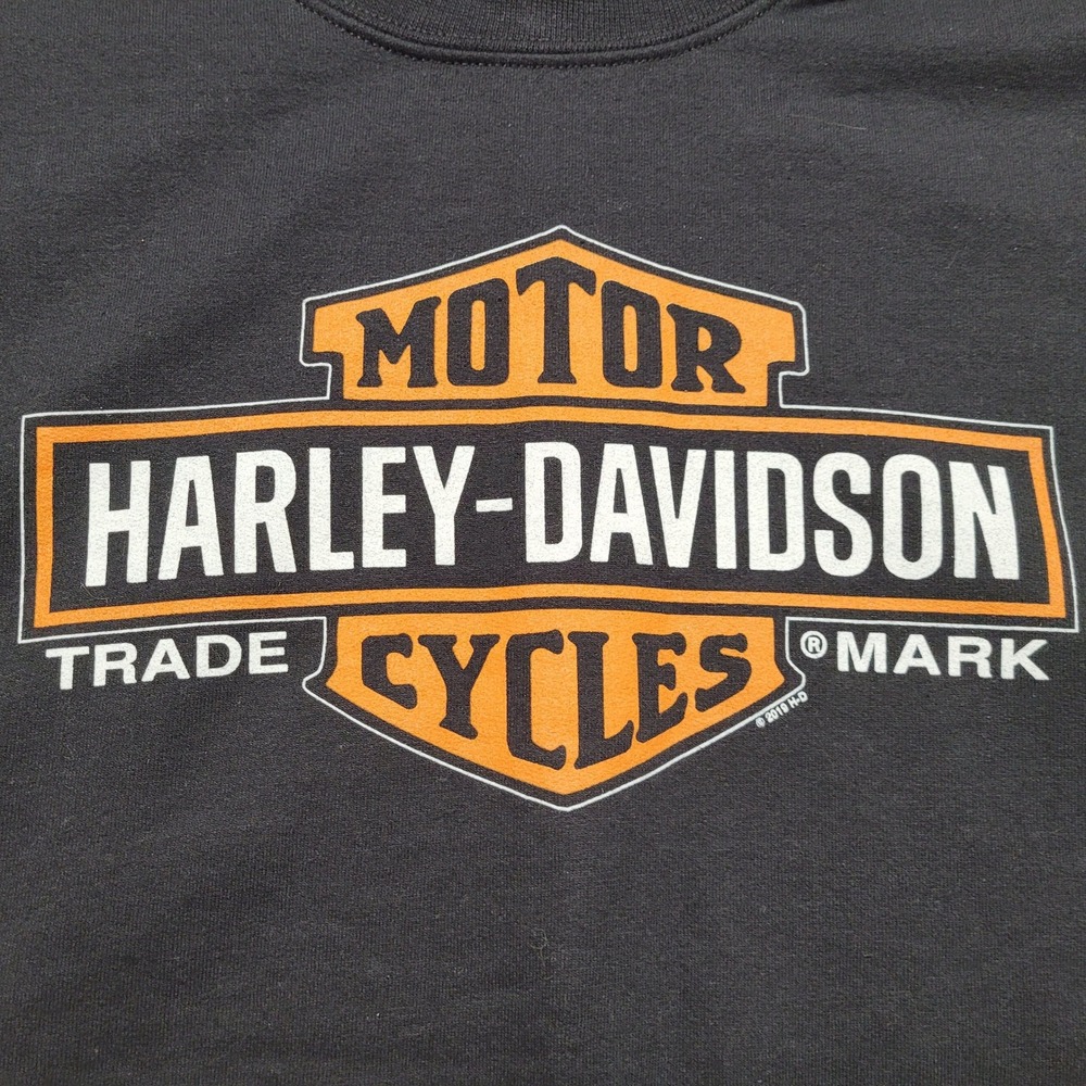 Harley Davidson Sweatshirt Mens 2XL Black Logo Crewneck Pullover Wisconsin Biker - Picture 5 of 10